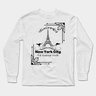 Confusing Vacation - New York Eiffel Tower Funny Long Sleeve T-Shirt